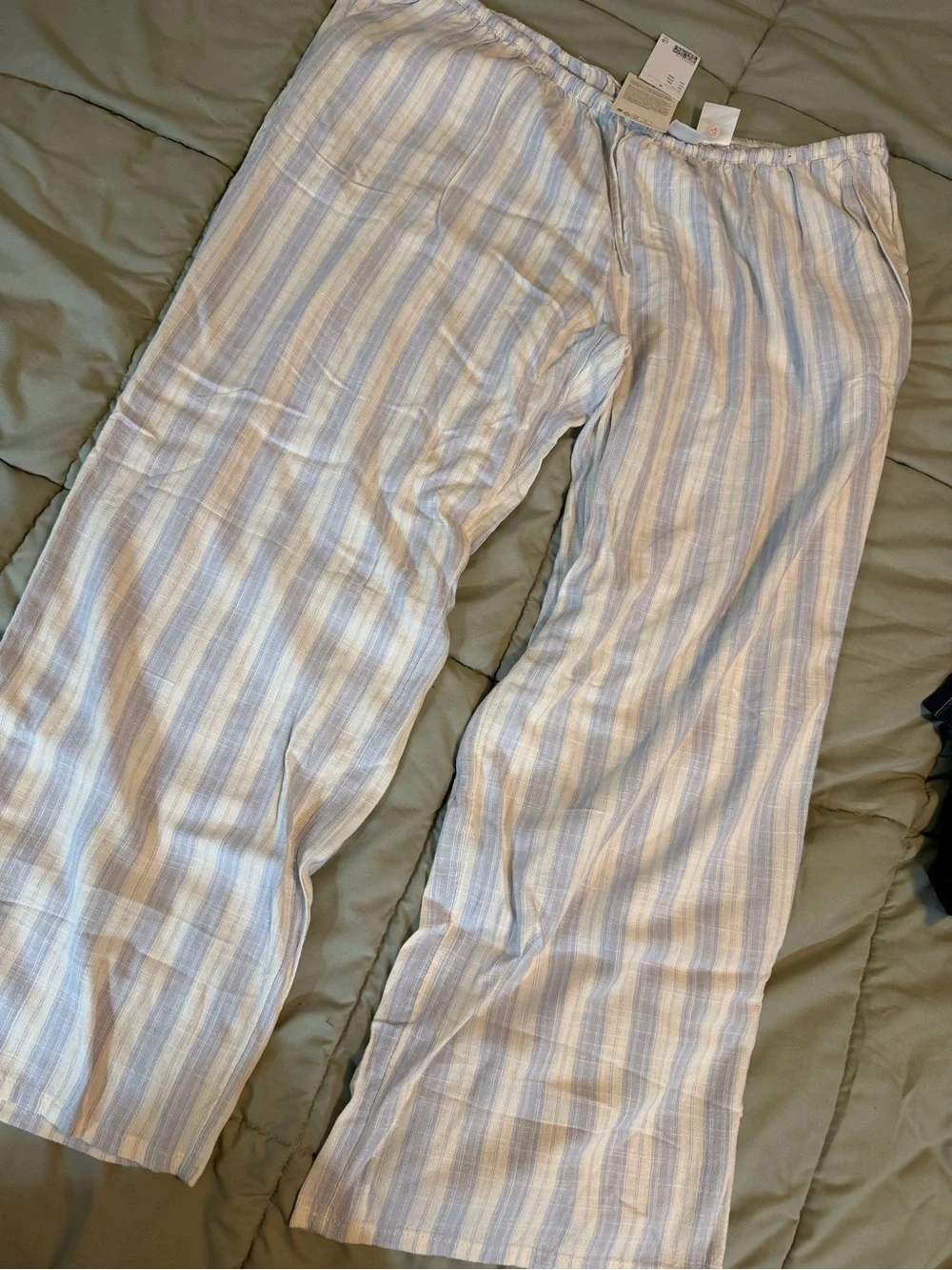 Women’s Light Blue & White Stripe Linen Pants